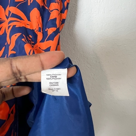 J. CREW Blue and Orange Floral Flare Dress - Picture 8 of 9